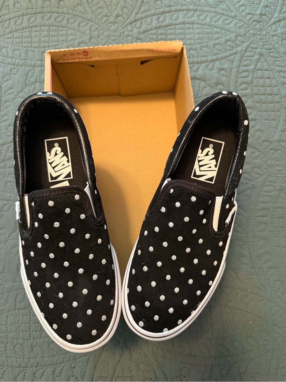Vans Black Slip-On Sneakers with White Polka Dots